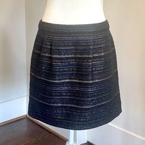 J. Crew lined black and rose gold striped mini skirt-size 6